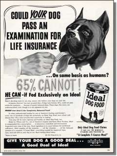 1954 Ideal Dog Food for Life Insurance   Print Ad  