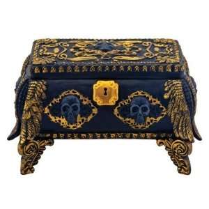 YTC SUMMIT 7848 Gold and Black Skull Jewelry Holder Box Container with 
