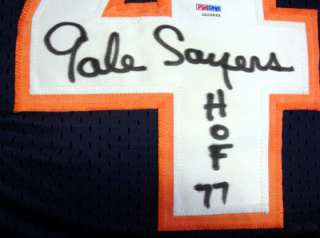 GALE SAYERS AUTOGRAPHED SIGNED CHICAGO BEARS JERSEY HOF 77 PSA/DNA 
