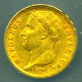 1808 A FRANCE NAPOLEON I GOLD COIN 20 FRANCS ICG CERTIFIED GENUINE 