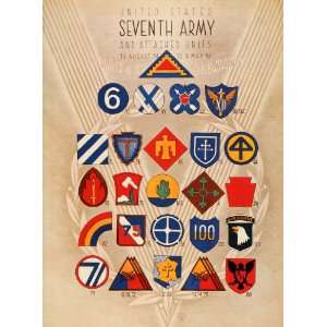 com 1945 Print United States Seventh Army Units Badges France Germany 