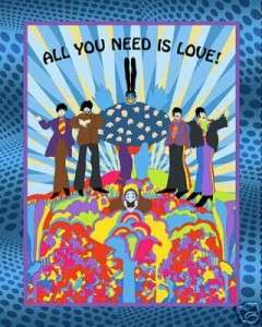 BEATLES ALL YOU NEED IS LOVE CRIB QUILT BLANKET  