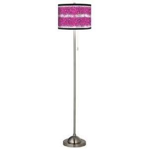  Giclee Pink Particles Brushed Nickel Pull Chain Floor Lamp 