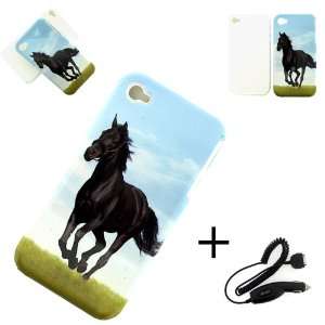 Apple iPhone 4 / 4s HYBRID (2 IN 1) CASE BLACK STALLION HORSE COVER 