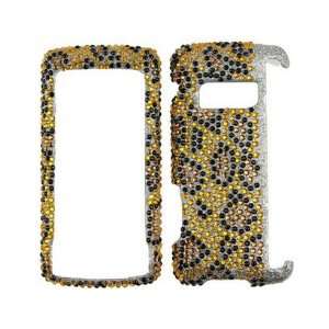  Hard Diamond Phone Protector Case Gold and Black Leopard 