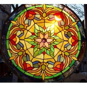  Stained Glass Window Panel 18 X 18 Round {9037 21}