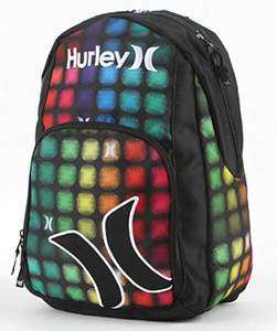 Hurley Red Yellow Blue Purple Neon Dots Backpack + Pencil Make Up 
