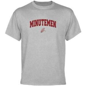  NCAA UMass Minutemen Ash Logo Arch T shirt Sports 