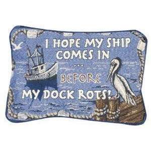 Set of 2 Hope Ship Comes In Bird Dock Decorative Throw Pillows 9 x 