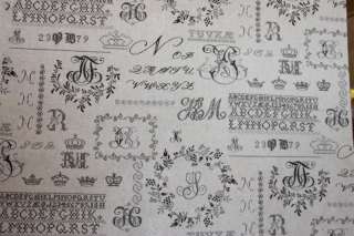 Maison de Cosmo 40025 100 Black French Script on a Linen Fabric  
