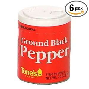Tones Ground Black Pepper, .70 Ounce Containers (Pack of 6)  