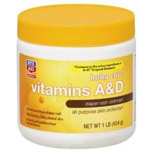  Rite Aid Diaper Rash Ointment, Vitamins A & D, 1 lb 
