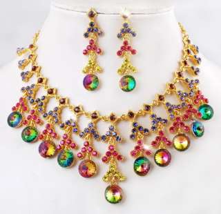 Necklace Earring Beads Rank Link Tassels Golden/Silver Color Czech 