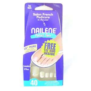   Salon French Pedicure, 40 French Toe Nails Plus Glue, 77460 Beauty