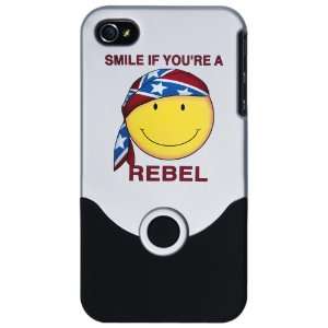 or 4S Slider Case Silver US Rebel Flag Smiley Face Smile If You 