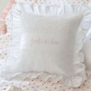  Peek a boo Pink Embroidered Pillow Baby