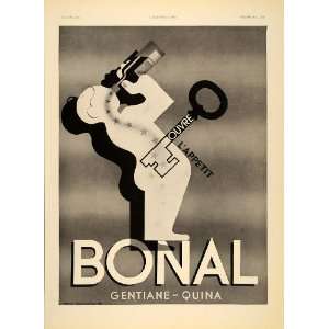1935 French Ad Art Deco A.M. Cassandre Bonal Aperitif   Original Print 