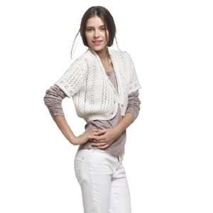 New Style V neck Sweater Cape Short Wool Knitting Cardigan Coat, White 