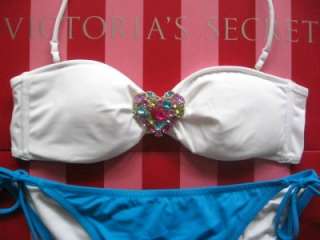 New 2011 VICTORIAS SECRET Rhinestone Heart Strapless Bandeau Bikini 