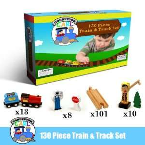  Conductor Carl 130 Piece Wooden Train Set Toys & Games
