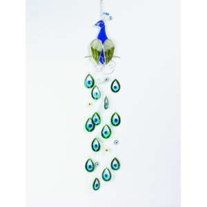  Peacock Glass Wind Chime Patio, Lawn & Garden