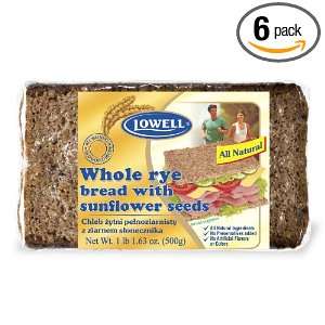 Lowell Foods Whole Grain Rye Bread with Sunflower Seeds, 17.6000 Ounce 