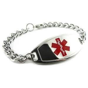  Blank, Medical Alert ID Bracelet, Curb Chain, Medical ID 