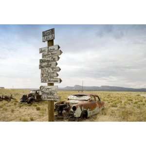  Americana Poster   Abandoned cars Route 66 Arizona 24 X 17 