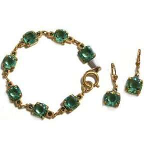 Catherine Popesco 14K Gold Plated Set of Dangle Earrings and Bracelet 