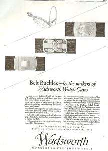 1926 WADSWORTH Belt Buckles AD~Art Deco FASHION~20s  