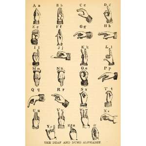  1872 Deaf Alphabet Sign Language Fingerspelling RARE 