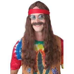   California Costumes Hippie Man (Brown) Adult Wig and Moustache / Brown