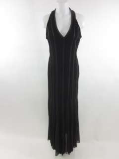 NWT DESIGNER Black Sleeveless V Neck Gown Dress Sz 12  