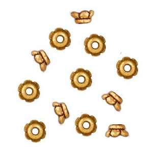 22K Gold Plated Pewter Scalloped Bead Caps 3.5mm (12)  