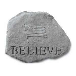    Believe w/ American Flag Garden Stone Patio, Lawn & Garden