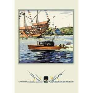   Boats)   12x18 Framed Print in Gold Frame (17x23 finished) Sports