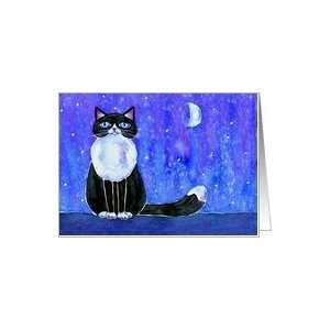  Winter Blue Moon Tuxedo Kitty Cat Card Health & Personal 