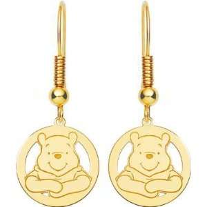  14K Gold Disney Winnie the Pooh Dangle Earrings Jewelry