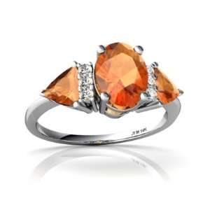    14K White Gold Oval Fire Opal 3 Stone Ring Size 8.5 Jewelry
