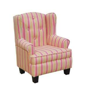  Childs Wingback Chair in Pink Stripe