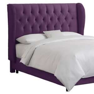  Skyline Furniture Tufted Wingback Bed in Velvet Aubergine 