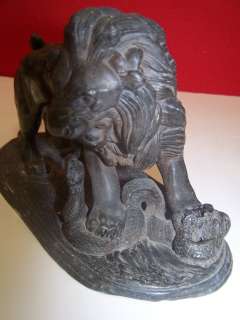 Quality Brass Cast of Lion in Battle with Snakes   Stunning Detail 