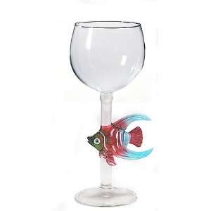   Blown Angelfish Wine Glass by Yurana Designs   W102 