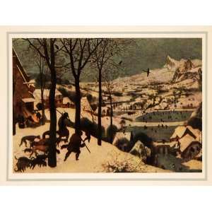  1937 Tipped In Print Pieter Brueghel Art Winter Sports 