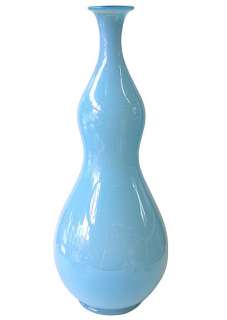 Italian Mid Century Modern Blue Opaline Glass Vase  