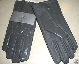 Worthington Patent Leather Womens Gloves Gray Lrg $44  