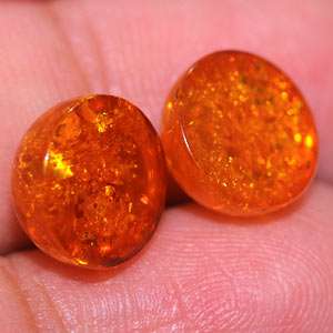 53 Ct. 2 Pcs. Round Cabochon Natural Orange Amber  