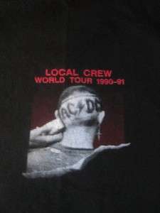   Black Local Crew 1990 1991 World Tour T shirt Unworn Concert XL Angus