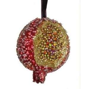  Sugared Fruit Decorative Glittered & Beaded Pomegranate 