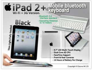 Apple iPad 2 32GB 3G 9.7in Black Dual Core + Remote Keyboard 10 meters 